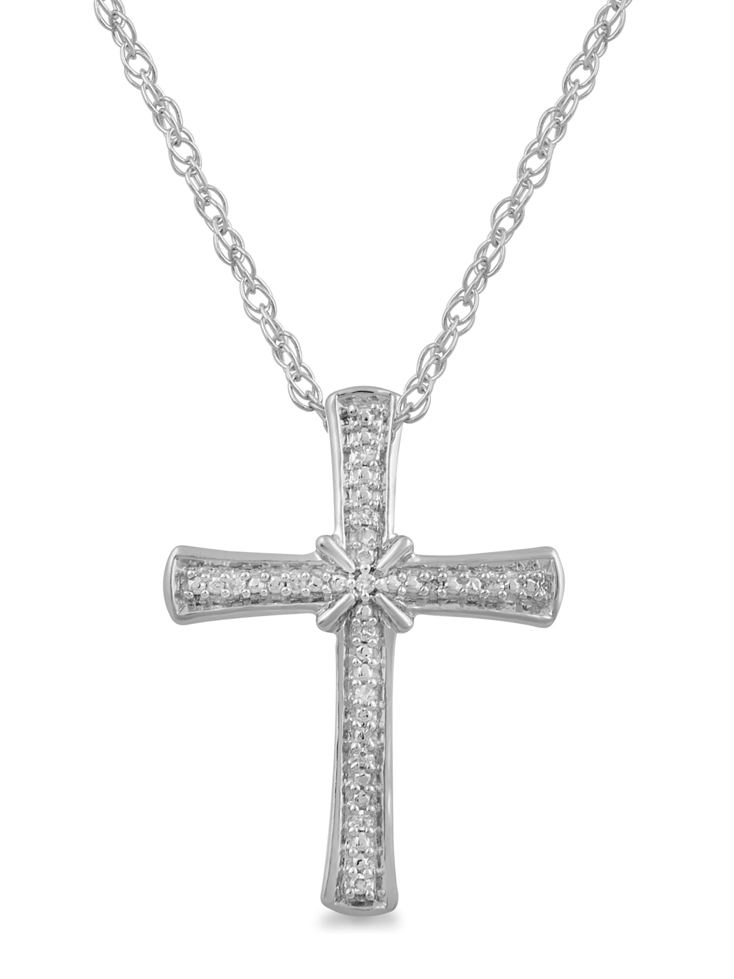 .925 Sterling Silver Genuine Diamond Cross Design Family Heart Locket Charm Pendant 