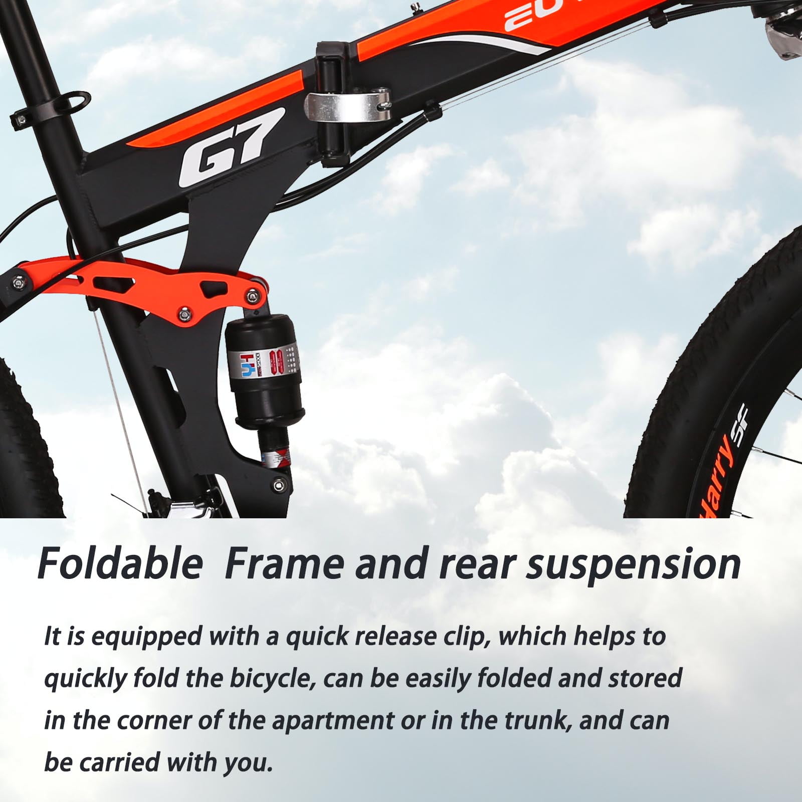 27.5”Full Suspension Folding Mountain Bike 21 Speed Foldable Bicycle  Men or Women Orange