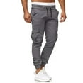thumbnail image 2 of facefd Cotton Men Trousers Solid Color Replacement Stylish Washable Easy Matching Middle Waist Home Long Pant Clothes Light Grey 4XL, 2 of 9