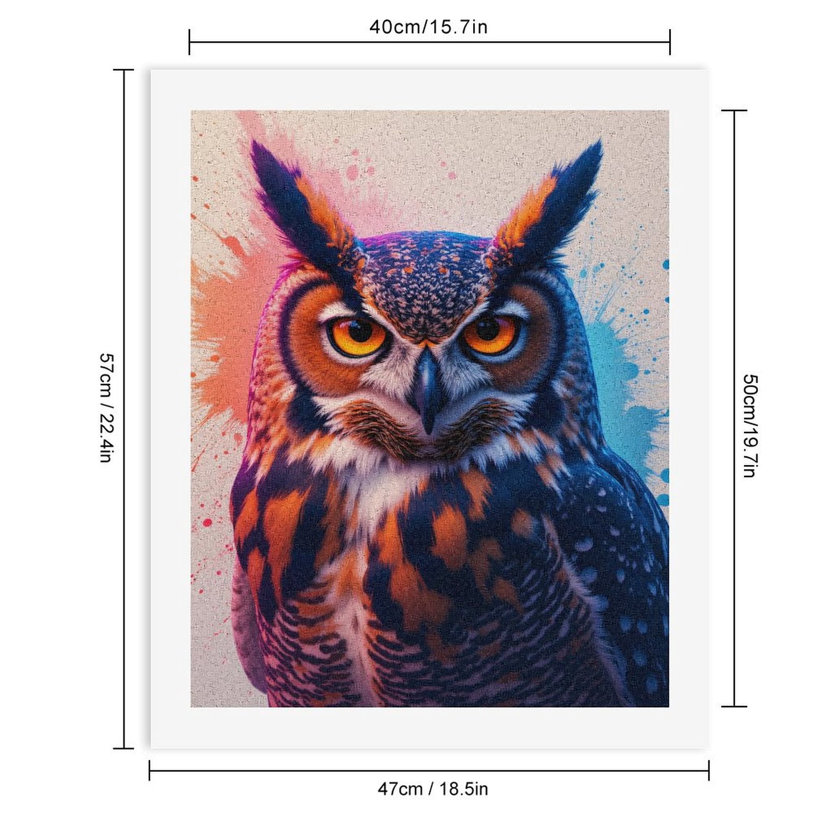 Paint By Numbers Kit for Adults Beginner - DIY Owl Vivid Colors Splash Art Canvas Painting Kits for Adults, Frameless Paint By Number for Adults for Home Wall Decor 16x20 Inch