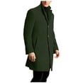 thumbnail image 2 of Fgnfyis Mens Jackets Lightweight Fashion Handsome Long Wool Overcoat Comfortable Warm Soft Coat Mens Coats and Jackets Green L, 2 of 5