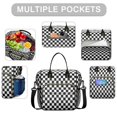 thumbnail image 2 of Black and White Checkered Pattern Insulated Leakproof Lunch Box for Women, Large Lunch Bag for Tween Teen Adult, Loncheras Para Mujer for Work Beach Travel Picnic Camping, 2 of 6