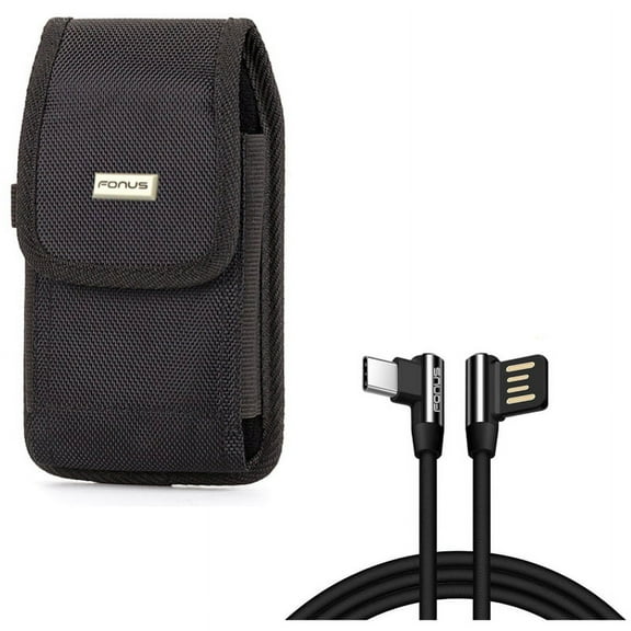 Charger Cord 10ft Type-C Angle USB Cable w Holster Rugged Case Belt Clip A3L for Essential Phone (PH-1)