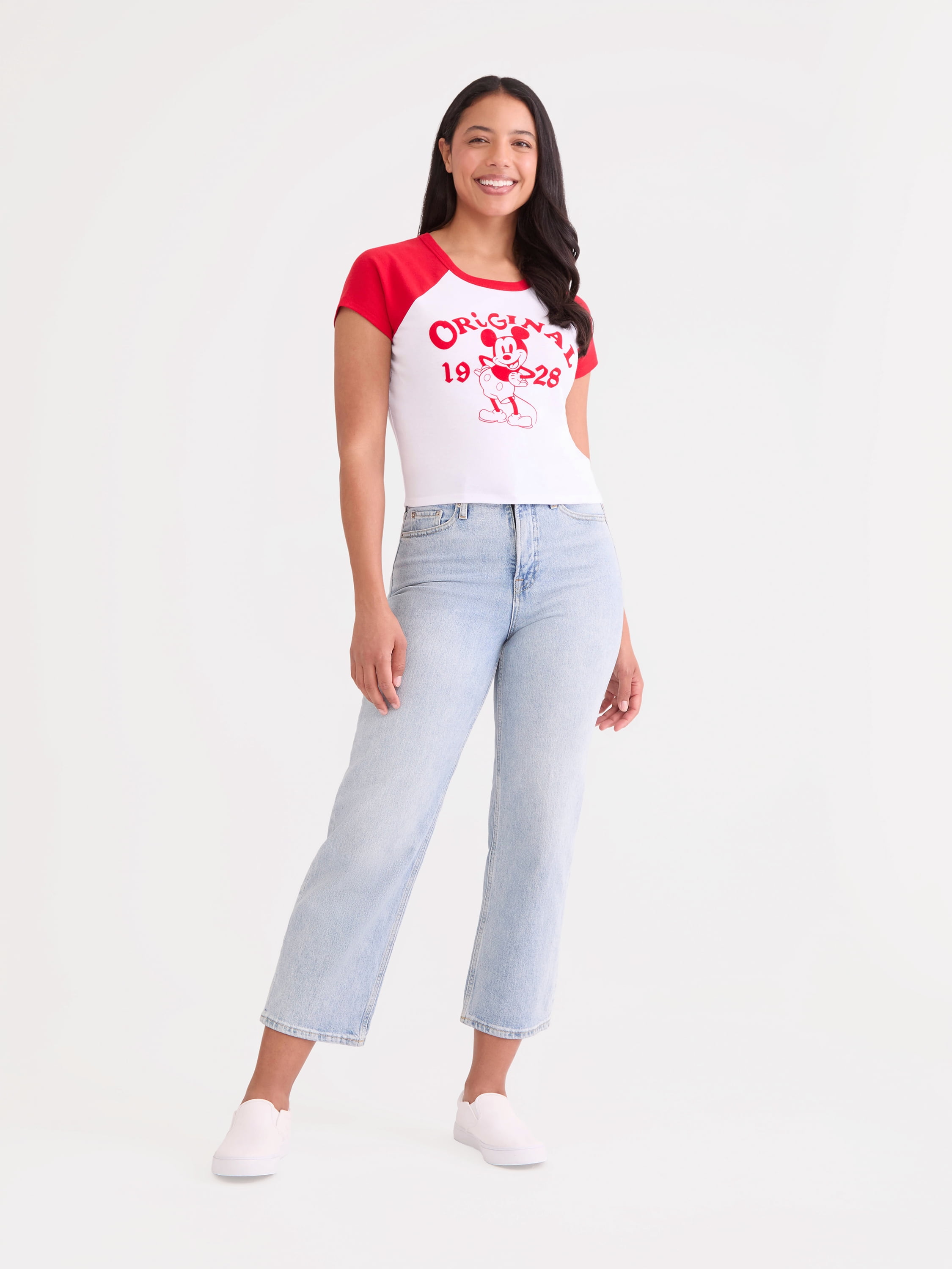 Mickey Mouse Women’s Graphic Baby Tee, Sizes XXS-XXL
