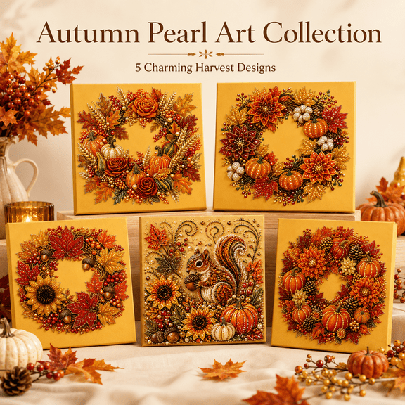 DIY Autumn Harvest Pumpkin Pearl Diamond Art Kit, 3D Diamond Painting Pearl Beads Art Craft for Adults Beginner, Fall Pumpkin Wall Decor DIY Craft Kit, Seasonal Home Decoration Gift