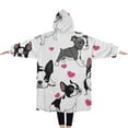 thumbnail image 2 of Oversized Wearable Blanket Hoodie,Pug and Love Heart Sherpa Blanket Hoodie with Super Pockets,Super Warm Fuzzy Pullover for Women & Men, 2 of 6