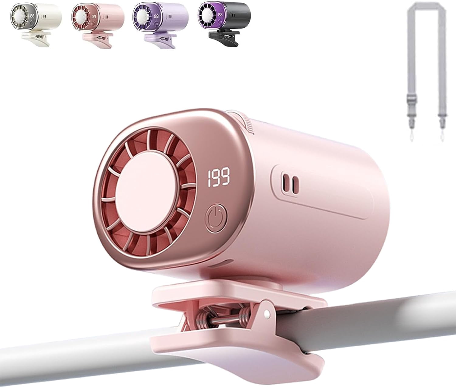 2026 Car Clip On Air Conditioner Fan with LED Display - 360° Rotation, USB Rechargeable Personal Cooling Fan, 199 Speeds Adjustable, 16℃ Semi-Cooling Wide Clamp Detachable (Black)