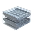 thumbnail image 3 of Caja de almacenamiento de huevos para refrigerador Bandeja extraíble para huevos con capacidad para 32 huevos Huevo de refrigerador de 2 capas Gris, 3 of 7