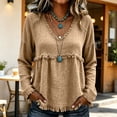 thumbnail image 2 of Women Long Sleeve Fringe Tops Western Outfit V Tops Neck Tops Oversized Shirts Fall Outfits Vacation Outfits Casual Top Flowy Tops Going Out Tops Cute Tops Workout Tops, 2 of 3