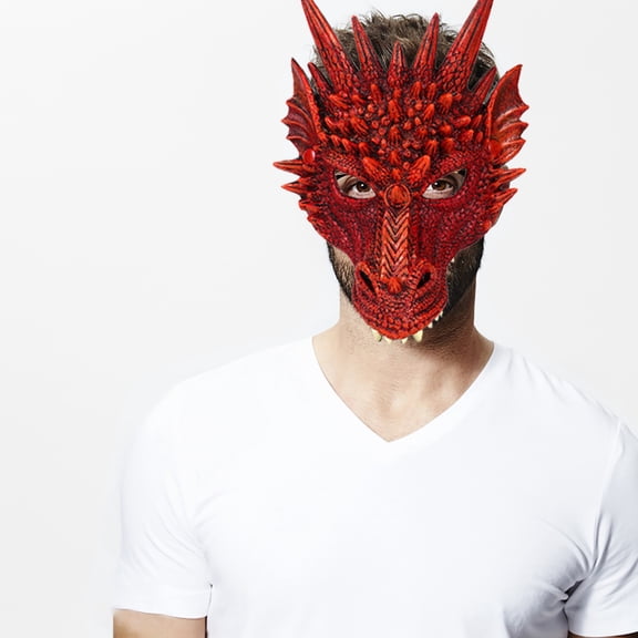 Red Masquerade Mask 3D Dragon Halloween Mask for Masquerade Party Scary Halloween Mask Halloween for Halloween Party Halloween Decor 1 Pack