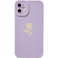 thumbnail image 3 of for iPhone 11 Case(2019 6.1"), Cute Plated Rose Gold Flower with Anti-Fall Lens Cameras Cover Shell, Soft TPU Shockproof Anti-Fingerprint Phone Protection Cases for Women Girls Men,Purple, 3 of 11