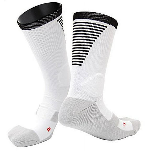 Lovely Annie Big Girl's 1 Pair High Crew Athletic Sports Socks Size L/XL XL0028-09White w/Black Strip