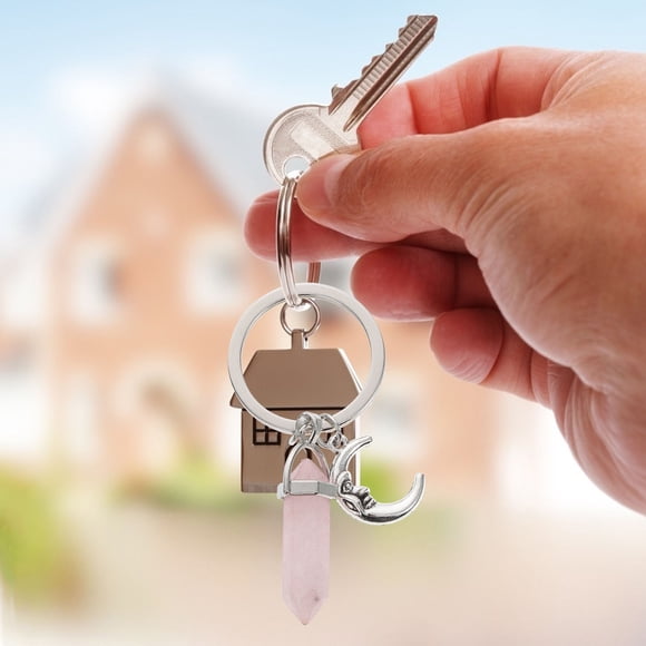 Luxshiny Couples Key Chains Decorative Crystal and Alloy Key Holders for Decoration Use Pink 2 Pack