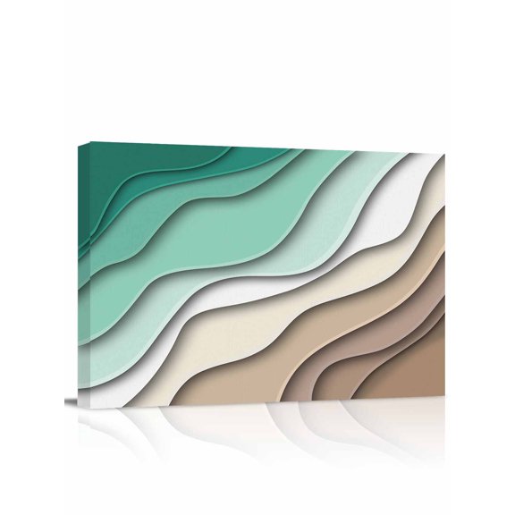 Green Brown Ombre Wall Art for Living Room,Canvas Picture Wall Decor for Bathroom Bedroom,Modern Geometric Abstract Aesthetic Cream Painting Artwork for Office Hallway Dining Room Decor 20"x24"