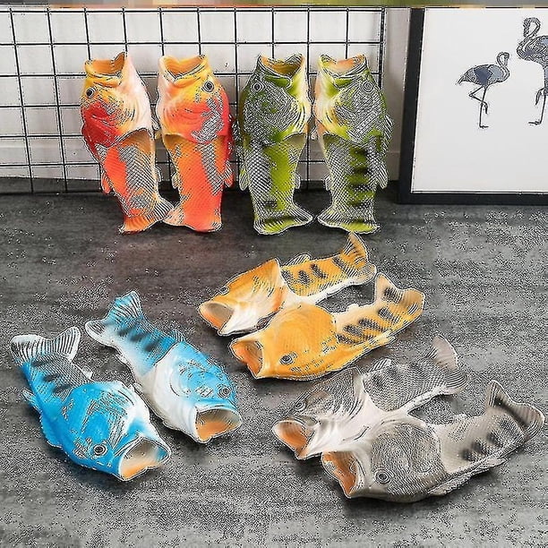 Zapatillas de pez 3d de simulación unisex, moda divertida de verano