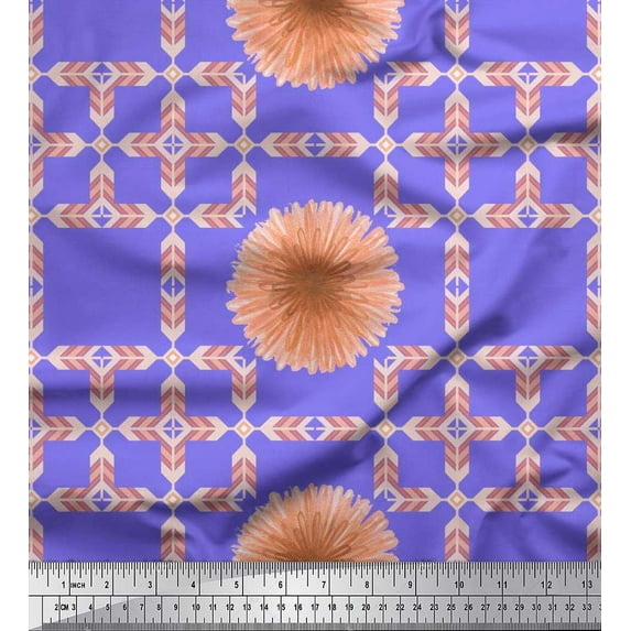 Soimoi Cotton Cambric Fabric Artistic Flower & Arrow African Print Fabric by the Yard 42 Inch Wide