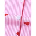 thumbnail image 5 of HAYIMI Child Girls 2 Piece Pajama Set Short Sleeve Lapel Button Down Shirt and Ruffled Shorts with Bowknot Print Kids Sleepwear Relaxed Fit Nightwear, 5 of 7