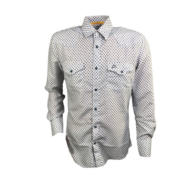 CAMISA CHH040 ICY DENVER ESTILO VAQUERO COLOR BLANCO CON CRUCES AZULES ICY DENVER CHH040 VAQUERO POLIÉSTER