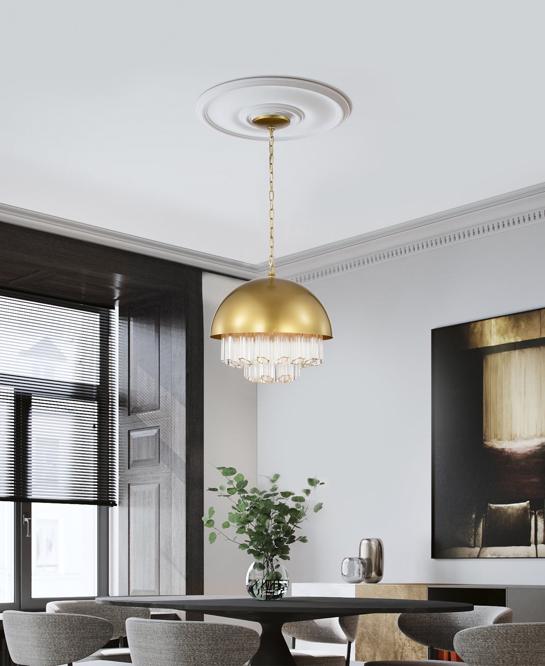 Wiskass 16 in. 4-Light Indoor Satin Gold Finish Chandelier with Light Kit