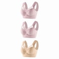 thumbnail image 3 of Sakmal Jelly Bras for Women Seamless Lace Bralette 3-Pack Lightly Lined Pink Ladies Bras L, 3 of 4