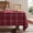 Hem/Burgundy-52" x 52" (Square), variant on Boho Grid Table Cloth With Tassels (taupe 60" Round) Heavy Weight Linen Checked Embroidered Farmhouse Tablecloth Water Resistant Round Beige Tablecloths