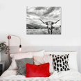 thumbnail image 5 of Nawypu Texas Longhorn Cow Canvas Wall Art - Framed Animal Print Home Decor Wall Art - Farmhouse Decor - Animal Print For Office - Wild West (Black and White Longhorn, ), 5 of 6