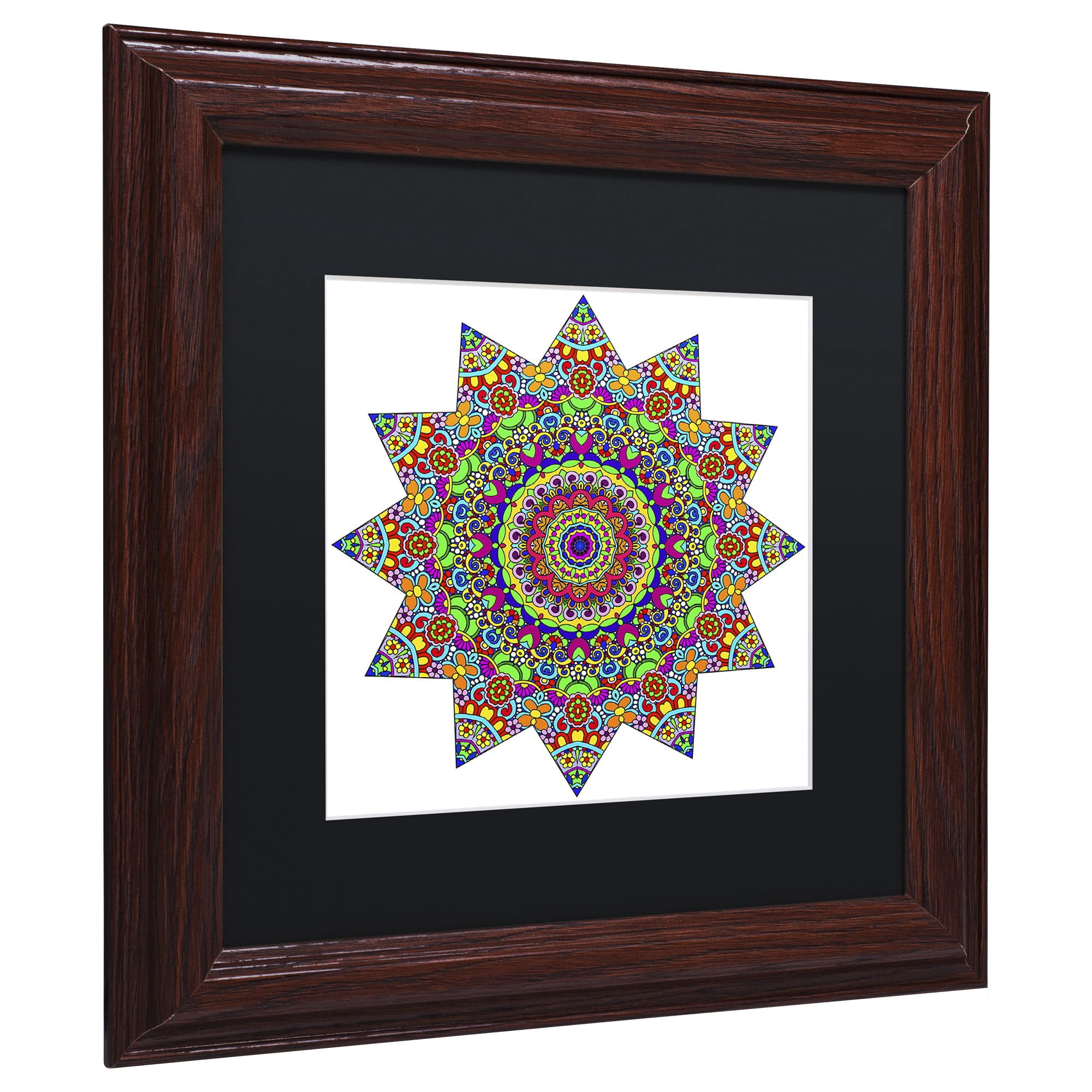 Trademark Fine Art "Sparkling Sunny Day Mandala" Canvas Art by Kathy G. Ahrens, Black Matte, Wood Frame