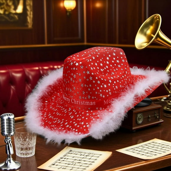 Accesorios de sombrero de vaquero navideño, sombrero de vaquera occidental para , recuerdo de fiesta de baile