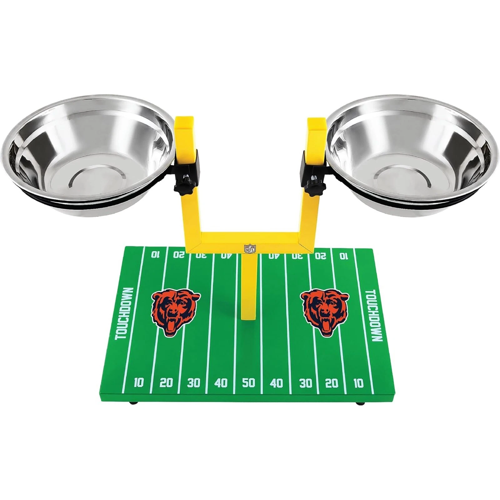 Pets First NFL Goalpost Elevated Dog Feeder Stainless Steel & Adjustable