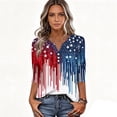thumbnail image 4 of Women's T Shirt Independence Day Print Button 3/4 Sleeve Daily Weekend Fashion Basic V- Neck Regular Top, 4 of 5