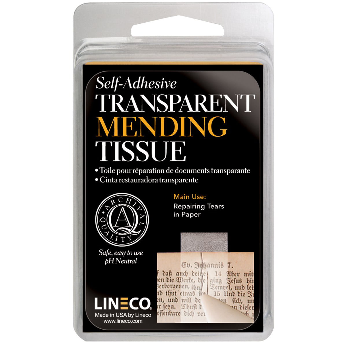 Lineco Self-adhesive Book Mending Tissue-transparent .5"x12' 