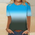 thumbnail image 2 of Tumotour Summer Shirts For Women Crew Neck Short Sleeve Tunic Tops Casual Gradient Color Loose Lightweight Summer Top Blouses, 2 of 4