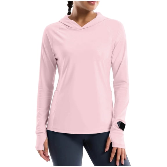 GUACER Women's Hooded Long Sleeve Sun Protection Shirts UPF 50 Running Tops with Pockets for Ladies