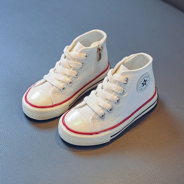 Zapatos de lona de caña alta para niños, zapatos de primavera para hombres y mujeres, zapatos de estilo coreano para niños pequeños, medianos y grandes, zapatos para estudiantes, zapatos para parejas