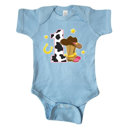 

Inktastic Cowgirl Birthday One year old with Cowgirl Boots Gift Baby Girl Bodysuit
