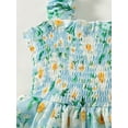 thumbnail image 5 of 6Y Little Girls Dress 7 Years Girls Sleeveless Dress Flower Print Off-the-shoulder Little Girls Summer Layered Dress Green, 5 of 8