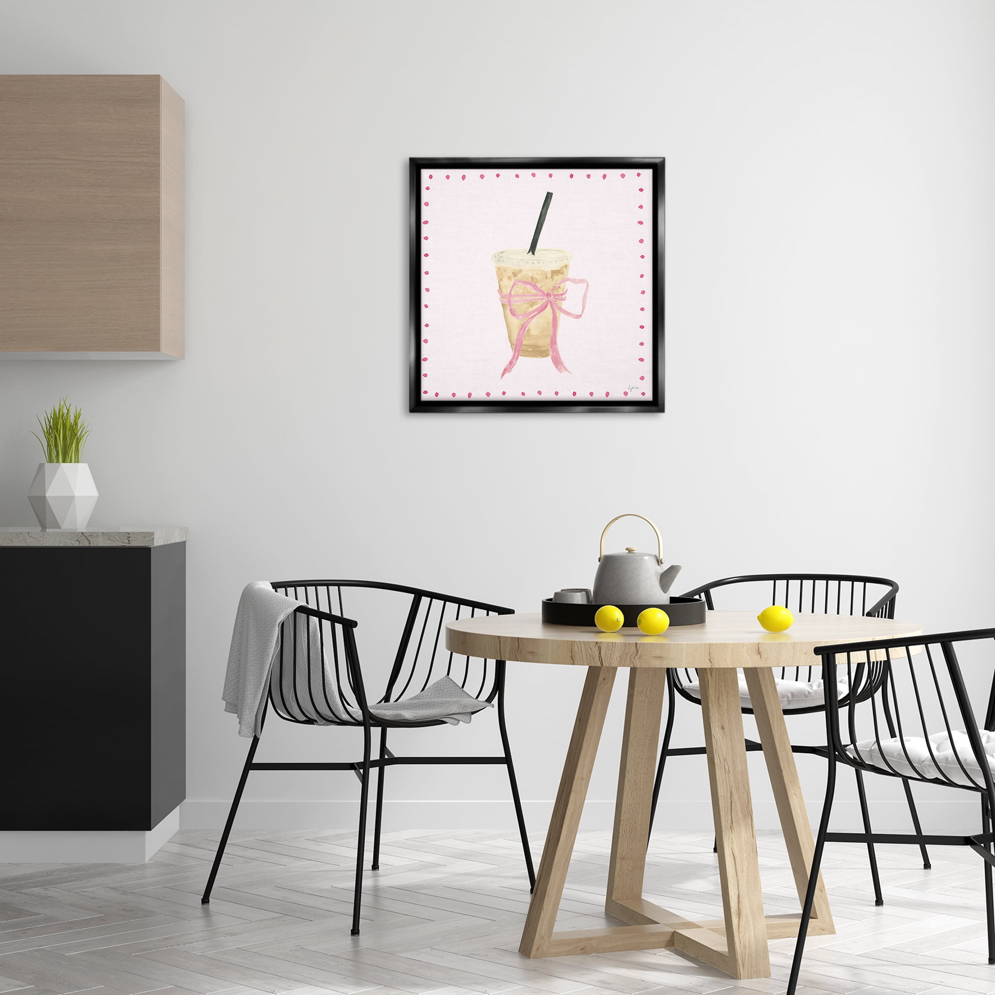 Stupell Industries Glam Iced Coffee Food & Beverage Painting Black Floater Framed Canvas Art Print Wall Art, 25 x 25