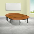thumbnail image 2 of Flash Furniture Emmy 2 Piece 86" Oval Wave Flexible Oak Thermal Laminate Activity Table Set - Height Adjustable Short Legs, 2 of 14