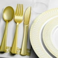 Chateau 252Piece Elegant Dinnerware Set, Fancy Disposable White and Gold Plates, Napkins for 36