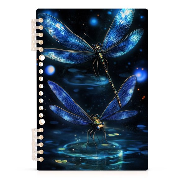 Fantasy Blue Dragonfly Lined Spiral Journal Notebook 60 Pages A5 College Ruled Journals for Writing