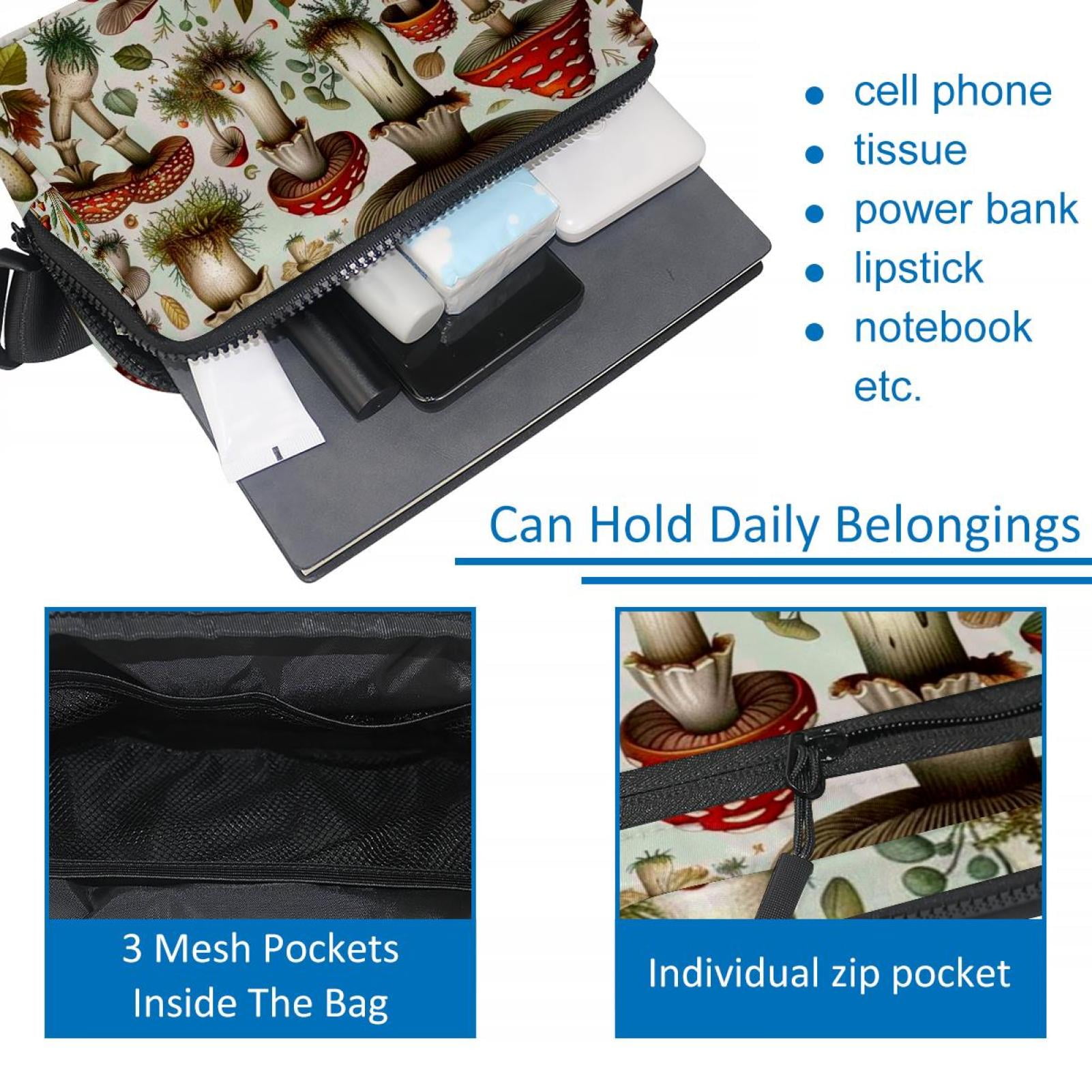Mushrooms Crossbody Bag Running Belt Belt Bag Lightweight Adjustable with Extension Strap Unisex