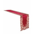 thumbnail image 4 of Gold Lace Burgundy Table Runner - Dresser Scarf European Embroidery - Perfect for Kitchen Dining Room Home Decor Wedding Receptions - 14 x 108 inches - The Granada Collection, 4 of 8