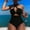 Black, variant on One Piece Bikinis for Women Tummy Control High Cut Bathing Suit Solid Color Sexy Criss Cross Suspenders Swimwear