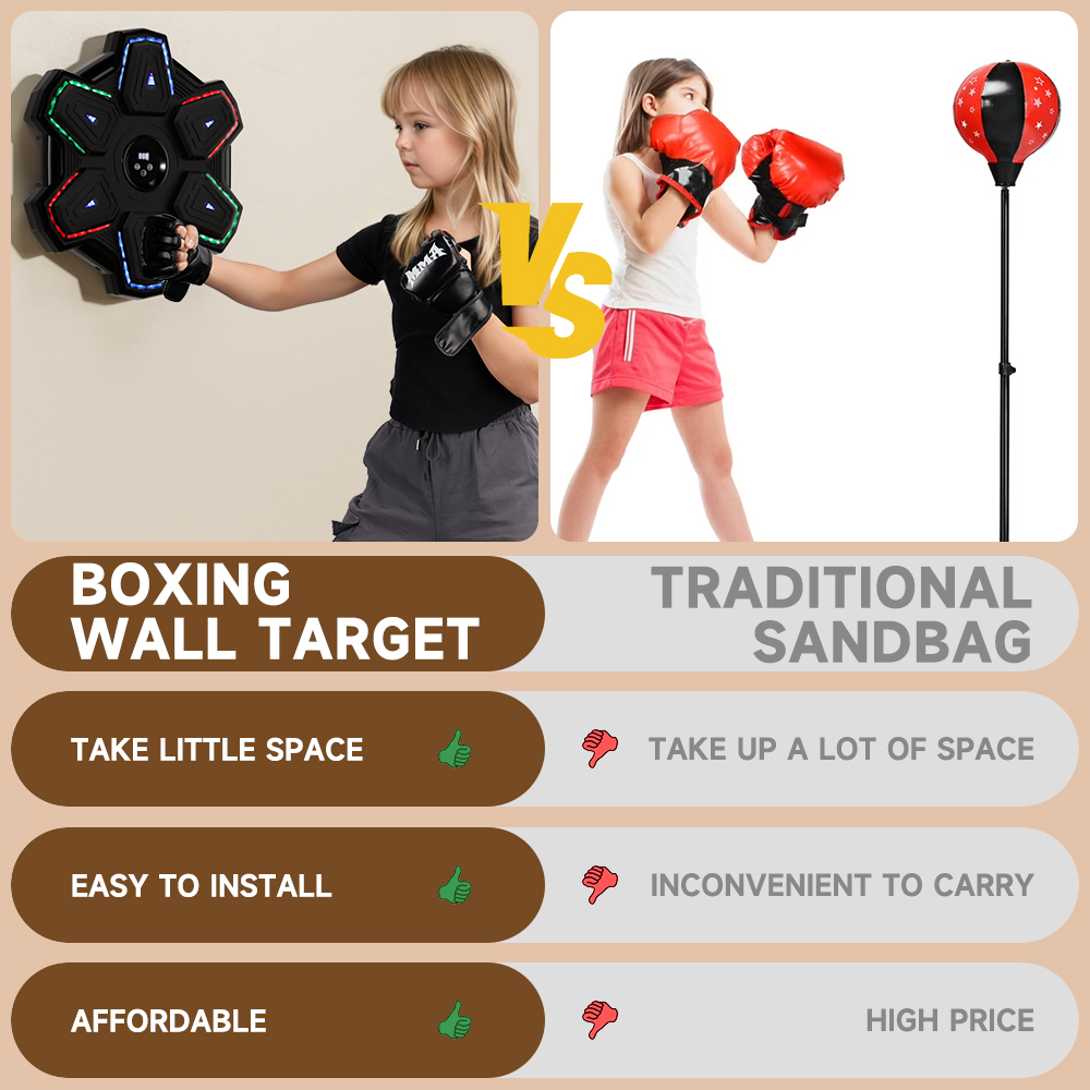 Colorful LED Music Punching Machine - Bluetooth Boxing Trainer for Adults, Ideal for Home & Office