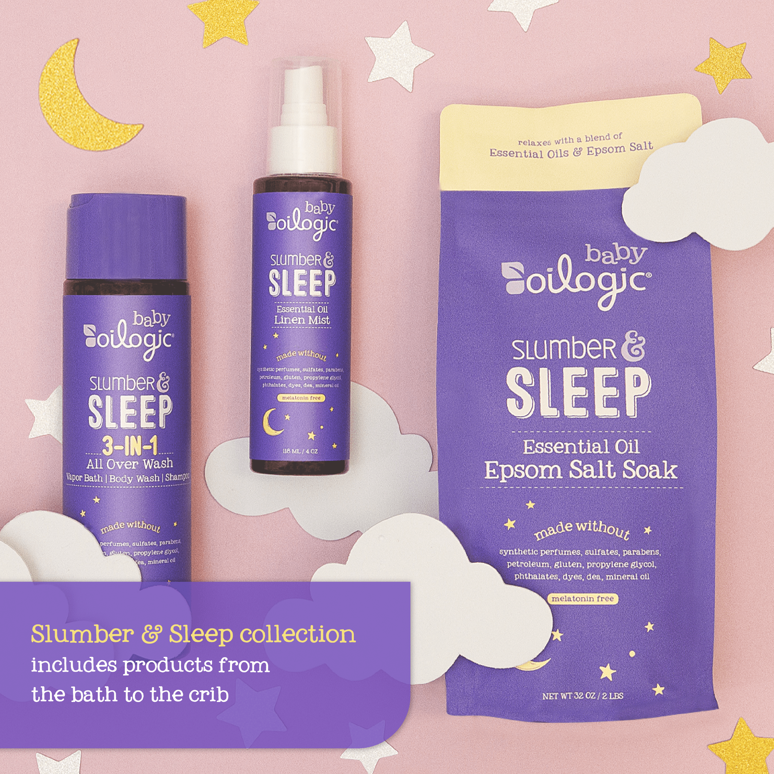 (4 pack) Oilogic Slumber & Sleep Essential Oil Epsom Salt for Baby, 2lb