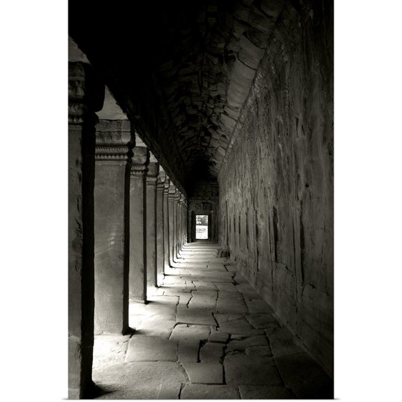 Great BIG Canvas | Rolled Erin Berzel Poster Print entitled Ta Prohm Walkway, Black and White