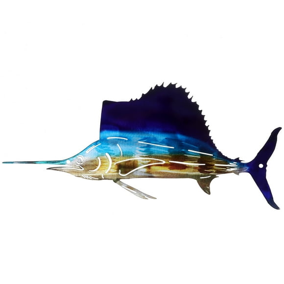 Metal Fish Wall Sculpture Fish Shaped Wall Hanging Decoration Indoor Fish Adornment