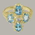 thumbnail image 5 of LBG British Made 10k Yellow Gold Cubic Zirconia & Blue Topaz Womens Anniversary Ring - 33 size options - Size 12, 5 of 6