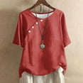 thumbnail image 2 of GigrtiJin Women Plus Size Causal Tops Short Sleeve Button Decor Blouses Summer Fashion Comfy Solid Color Shirts, 2 of 5