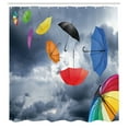 thumbnail image 3 of Ambesonne Colorful Shower Curtain, Flying Umbrellas Clouds, 69"Wx84"L, Multicolor, 3 of 5